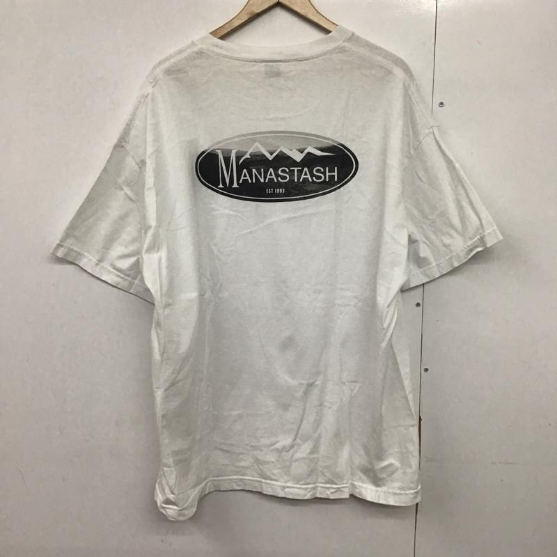 マナスタッシュ MANASTASH Tシャツ 半袖 半袖カットソー プリントTシャツ クルーネックカットソー XL ロゴ、文字 白 / ホワイト /  メンズ USED 古着 中古 10141410