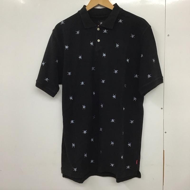 ステューシー STUSSY ポロシャツ 半袖 半袖ポロシャツ 半袖カットソー カラーシャツ XL ロゴ、文字 黒 / ブラック /  メンズ USED 古着 中古 10132569