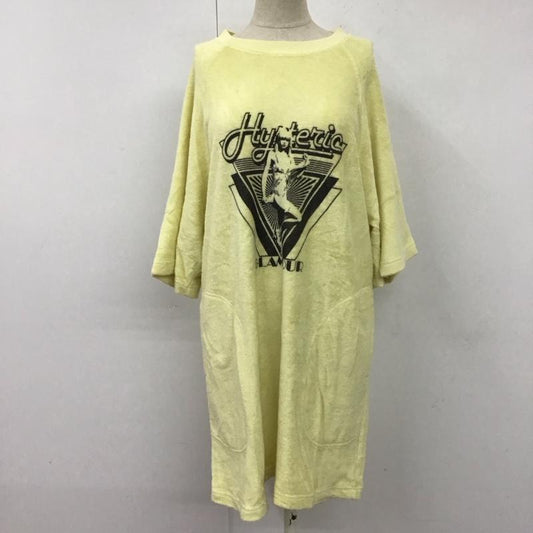 ヒステリックグラマー HYSTERIC GLAMOUR ワンピース ひざ丈スカート 半袖ワンピース クルーネックワンピース カジュアルワンピース FREE プリント 黄 / イエロー /  レディース USED 古着 中古 10117301