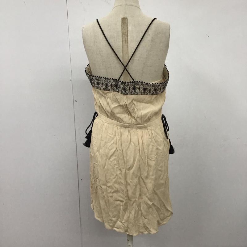 ザラベーシック ZARA BASIC ワンピース ひざ丈スカート 3633 057 070 ギャザー S 刺繍 黒 / ブラック / X ベージュ / ベージュ /  レディース USED 古着 中古 10123081