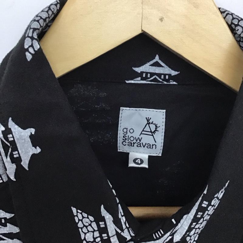 ゴースローキャラバン go slow caravan シャツ、ブラウス 長袖 360245 長袖シャツ プリントシャツ 4 プリント 黒 / ブラック /  メンズ USED 古着 中古 10138168