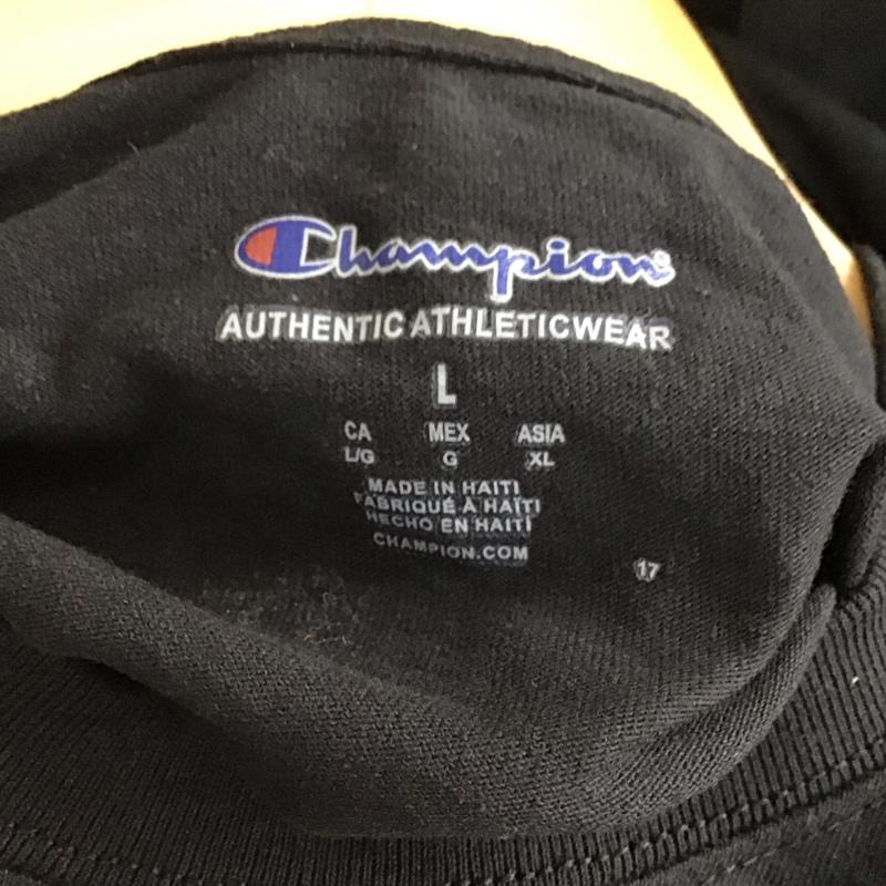 チャンピオン Champion Tシャツ 半袖 半袖カットソー プリントTシャツ クルーネックカットソー L 無地 黒 / ブラック /  メンズ USED 古着 中古 10150730
