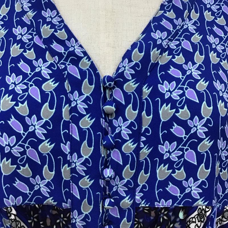 スライ SLY ワンピース ロングスカート 030ASY33-0060 長袖 Vネック エスニック 1 総柄 青 / ブルー /  レディース USED 古着 中古 10112338