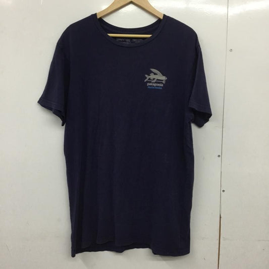 パタゴニア patagonia Tシャツ 半袖 半袖カットソー プリントTシャツ クルーネックカットソー L プリント 紺 / ネイビー /  メンズ USED 古着 中古 10150878