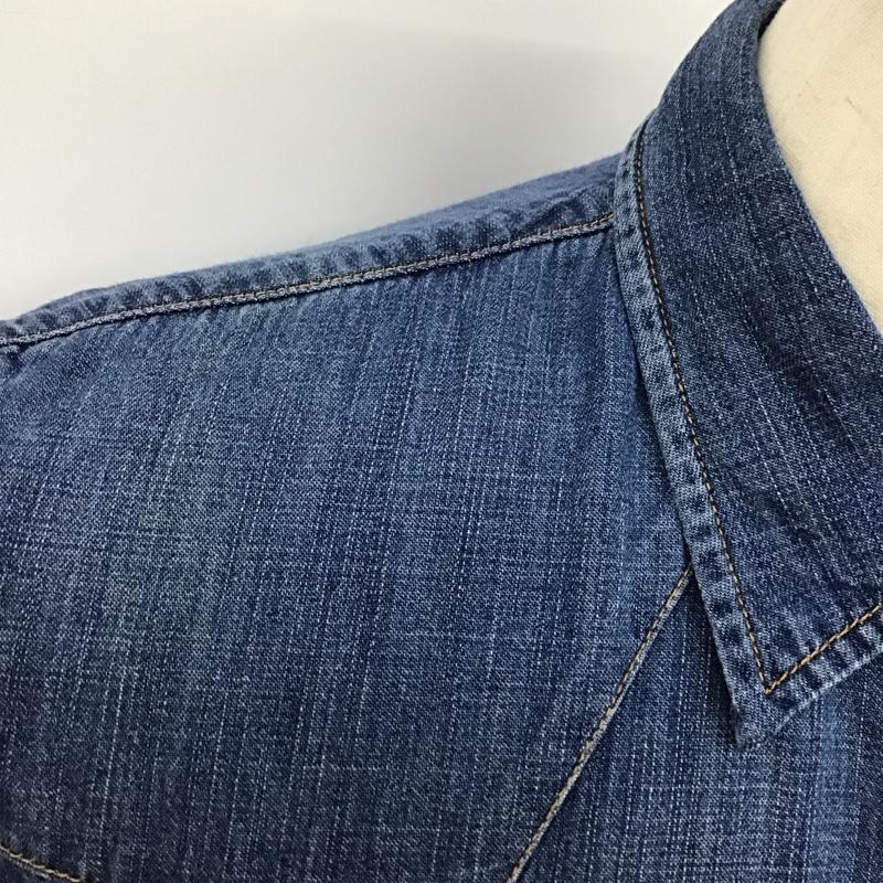 リー Lee シャツ、ブラウス 長袖 長袖デニムシャツ カラーシャツ 長袖シャツ XL ロゴ、文字 インディゴ / インディゴ /  メンズ USED 古着 中古 10126124