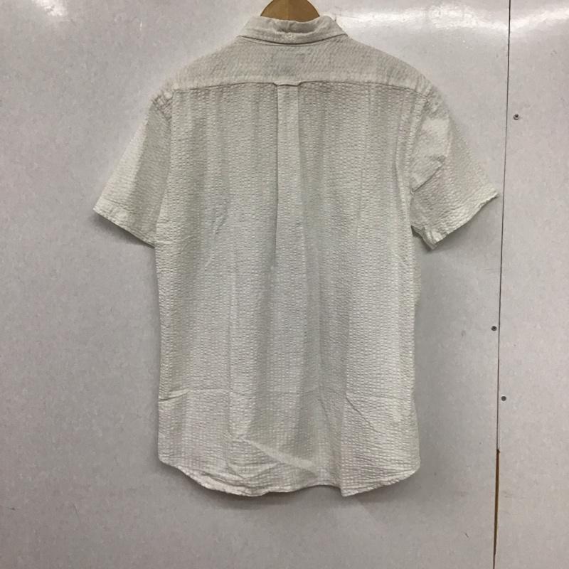 ランズエンド LANDS END シャツ、ブラウス 半袖 半袖シャツ 白シャツ ボタンダウンシャツ L ストライプ 白 / ホワイト /  メンズ USED 古着 中古 10135489