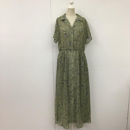 アクシーズファム axes femme ワンピース ロングスカート MK351X53 開襟シャツワンピース 半袖 M 花柄 カーキ / カーキ /  レディース USED 古着 中古 10112360