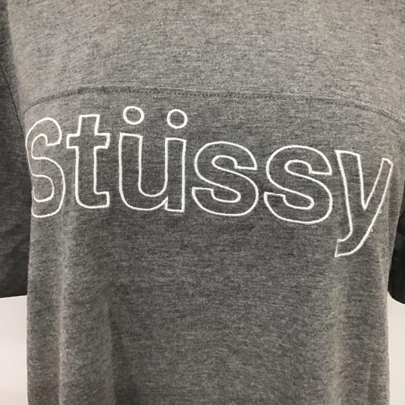 ステューシー STUSSY ワンピース ひざ丈スカート 半袖ワンピース クルーネックワンピース タイトワンピース S ロゴ、文字 灰 / グレー /  レディース USED 古着 中古 10119471