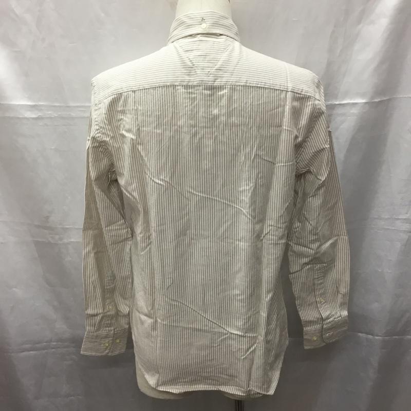 トミーヒルフィガー TOMMY HILFIGER シャツ、ブラウス 長袖 ボタンダウンシャツ M ストライプ 白 / ホワイト / X ベージュ / ベージュ /  メンズ USED 古着 中古 10112781
