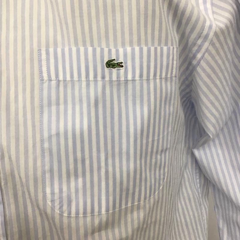 ラコステ LACOSTE シャツ、ブラウス 長袖 長袖シャツ ストライプシャツ カラーシャツ 2 ストライプ 白 / ホワイト / X 水色 / ライトブルー /  メンズ USED 古着 中古 10125735