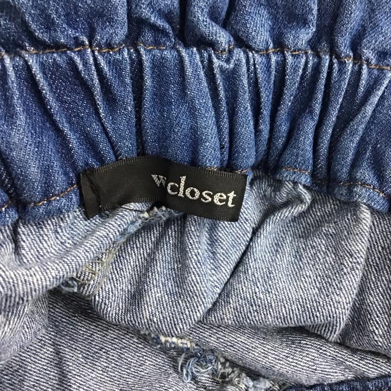 ダブルクローゼット w closet パンツ デニム、ジーンズ 293466 ワイドパンツ フリンジ 無地 青 / ブルー /  レディース USED 古着 中古 10118715