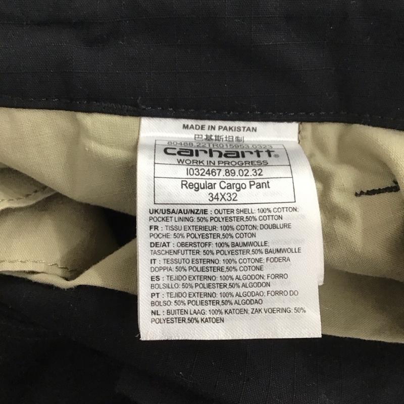 カーハート Carhartt パンツ ワークパンツ、ペインターパンツ ワークパンツ ミリタリーパンツ ワイドパンツ 34インチ ロゴ、文字 黒 / ブラック /  メンズ USED 古着 中古 10137773