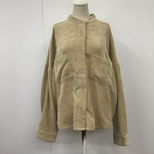 アイテムズ アーバンリサーチ ITEMS URBAN RESEARCH シャツ、ブラウス 長袖 IT16-23B001 コーデュロイ ビッグシャツ ノーカラー FREE 無地 ベージュ / ベージュ /  レディース USED 古着 中古 10109417