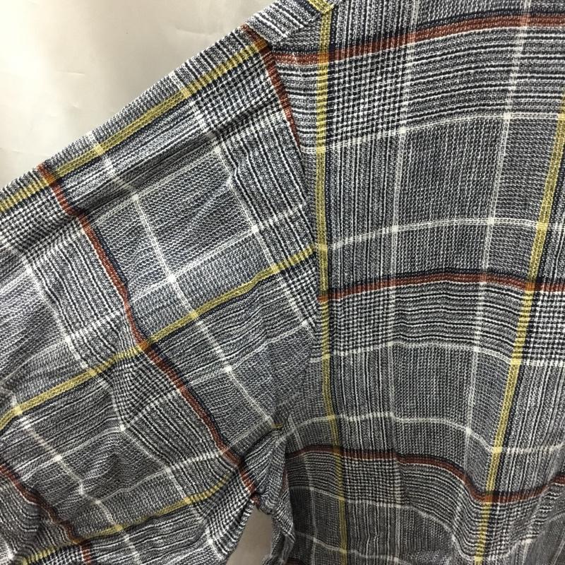 グローバルワーク GLOBAL WORK シャツ、ブラウス 半袖 GW222157AD バンドカラー L チェック 紺 / ネイビー / X 白 / ホワイト / X 橙 / オレンジ / X 黄 / イエロー /  メンズ USED 古着 中古 10117783