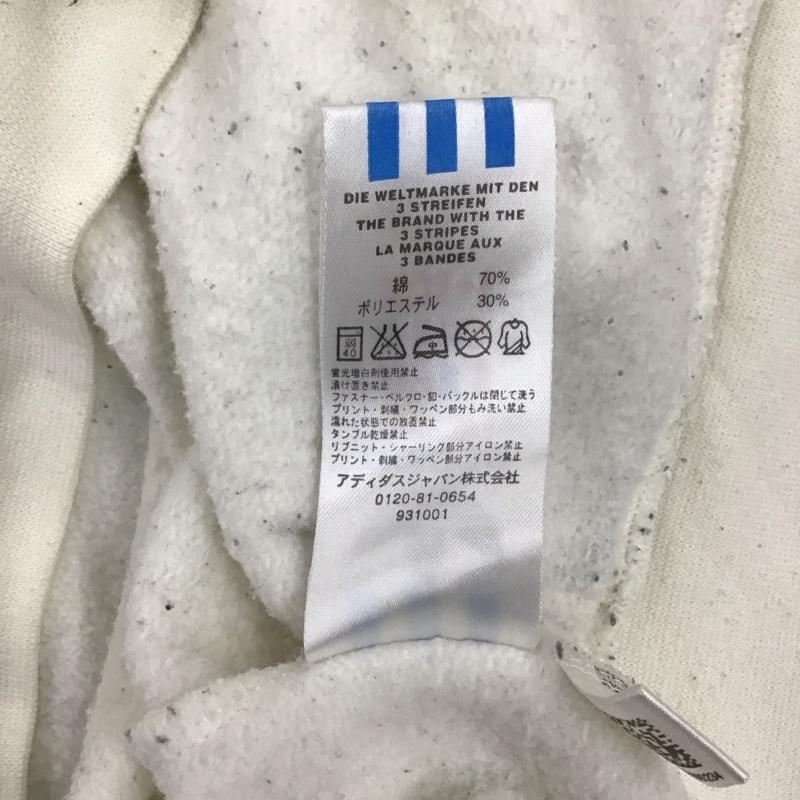 アディダス adidas パーカー 長袖 プルオーバー 裏起毛 フーディー L ロゴ、文字 白 / ホワイト / X 桃 / ピンク /  レディース USED 古着 中古 10115466