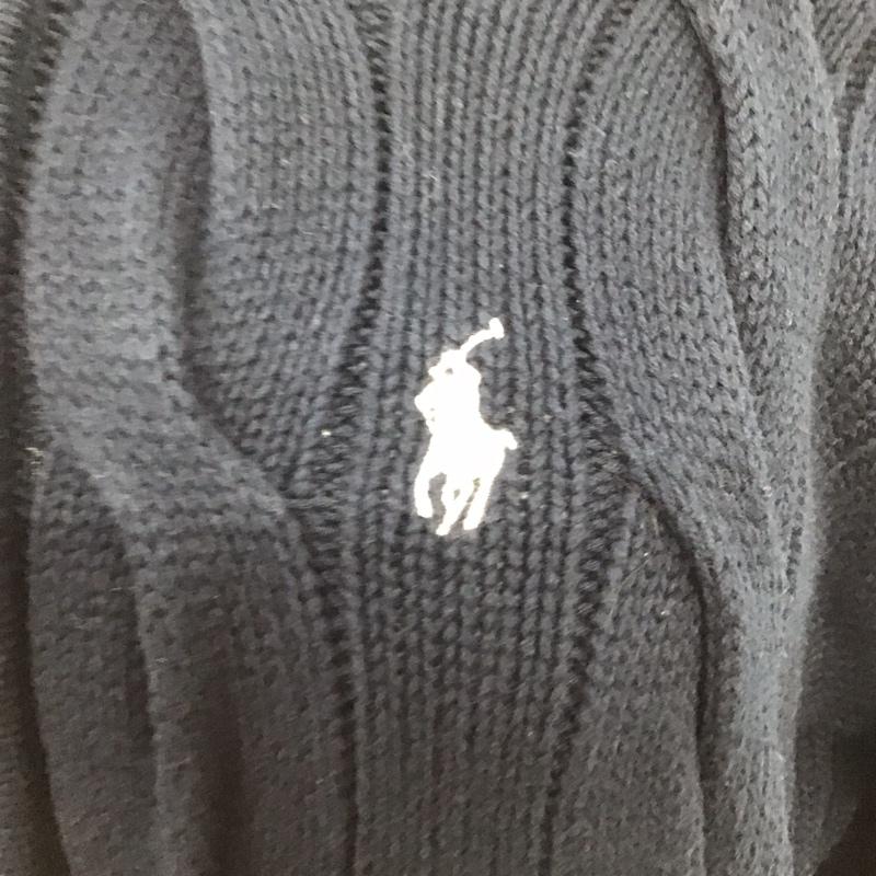 ポロラルフローレン POLO RALPH LAUREN カーディガン 長袖 フルジップ ジップアップ ケーブル編み S ワンポイント 紺 / ネイビー /  レディース USED 古着 中古 10120833