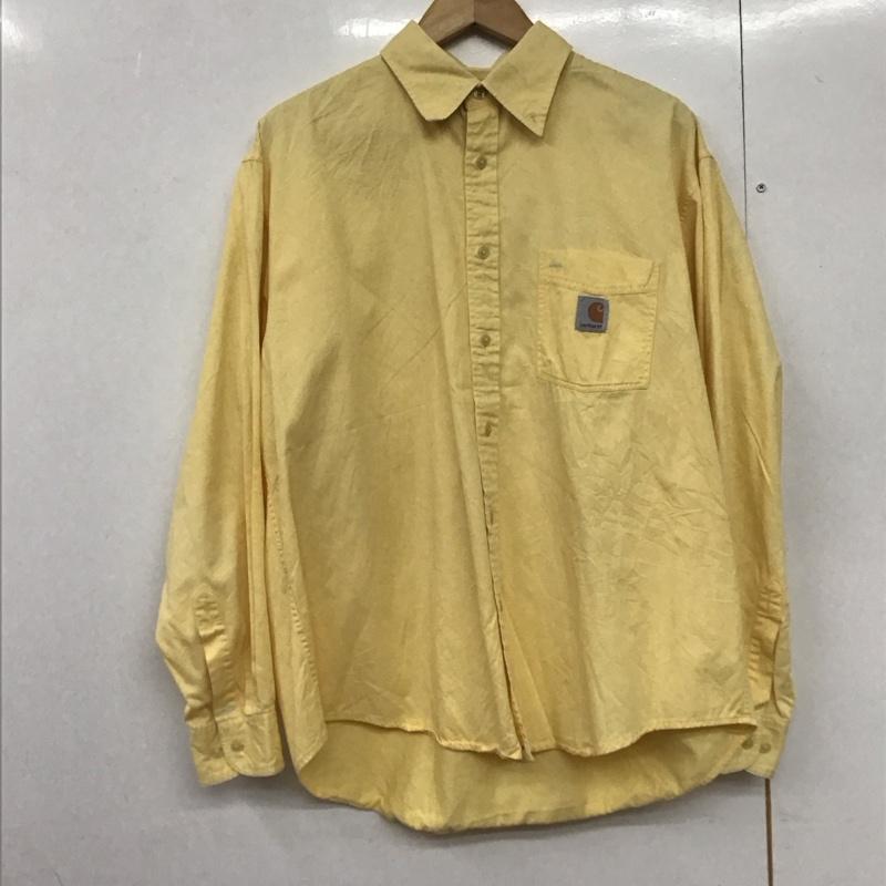 カーハート Carhartt シャツ、ブラウス 長袖 長袖シャツ 無地シャツ カラーシャツ L ロゴ、文字 黄 / イエロー /  メンズ USED 古着 中古 10141909