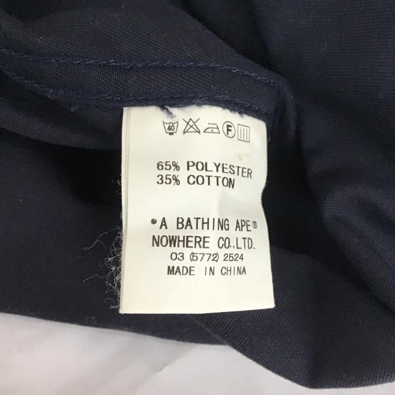 アベイシングエイプ A BATHING APE シャツ、ブラウス 半袖 ワークシャツ L 無地 紺 / ネイビー /  メンズ USED 古着 中古 10109879