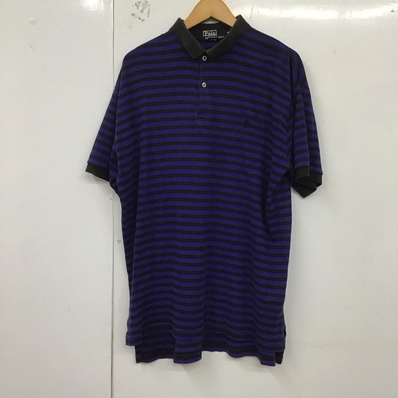 ポロバイラルフローレン Polo by RALPH LAUREN ポロシャツ 半袖 半袖ポロシャツ 半袖カットソー カラーシャツ M ボーダー柄 青 / ブルー / X 黒 / ブラック /  メンズ USED 古着 中古 10129522