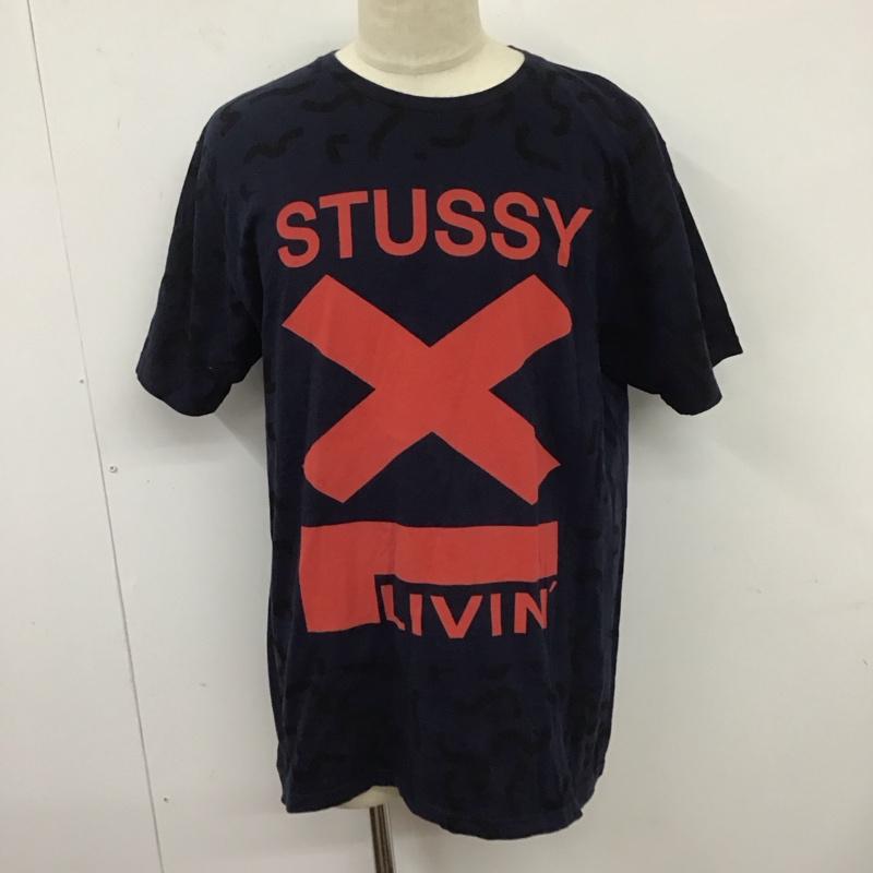 ステューシー STUSSY Tシャツ 半袖 半袖カットソー プリントTシャツ クルーネックカットソー L プリント 紺 / ネイビー /  メンズ USED 古着 中古 10125747