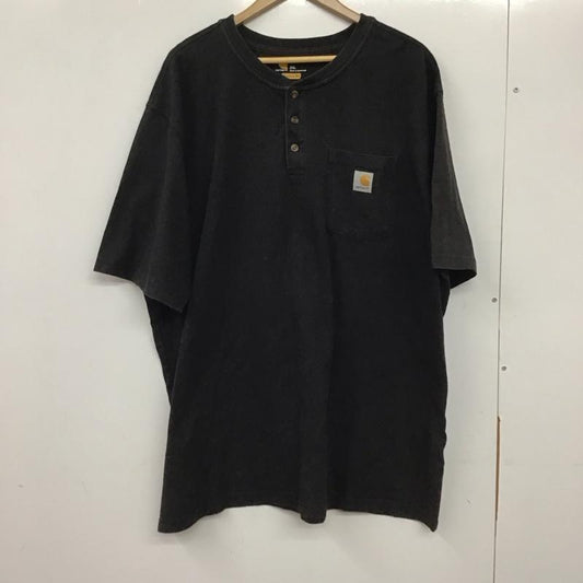 カーハート Carhartt Tシャツ 半袖 半袖カットソー 無地Tシャツ ヘンリーネックカットソー XXL ロゴ、文字 黒 / ブラック /  メンズ USED 古着 中古 10137669