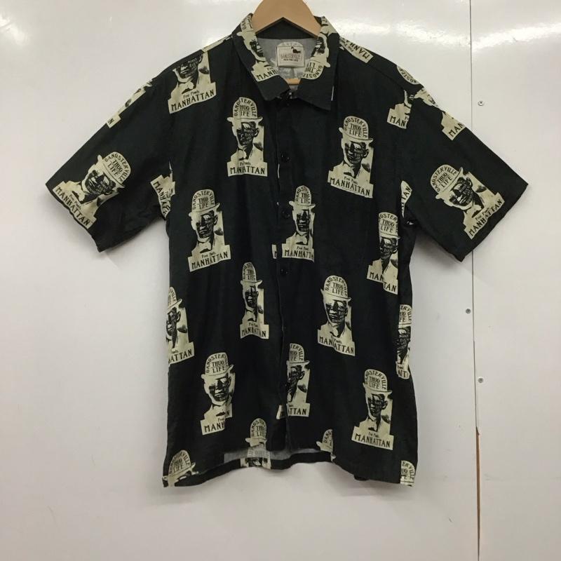 ギャングスタービル GANGSTERVILLE シャツ、ブラウス 半袖 半袖シャツ プリントシャツ ポケットシャツ XL プリント 黒 / ブラック /  メンズ USED 古着 中古 10145265