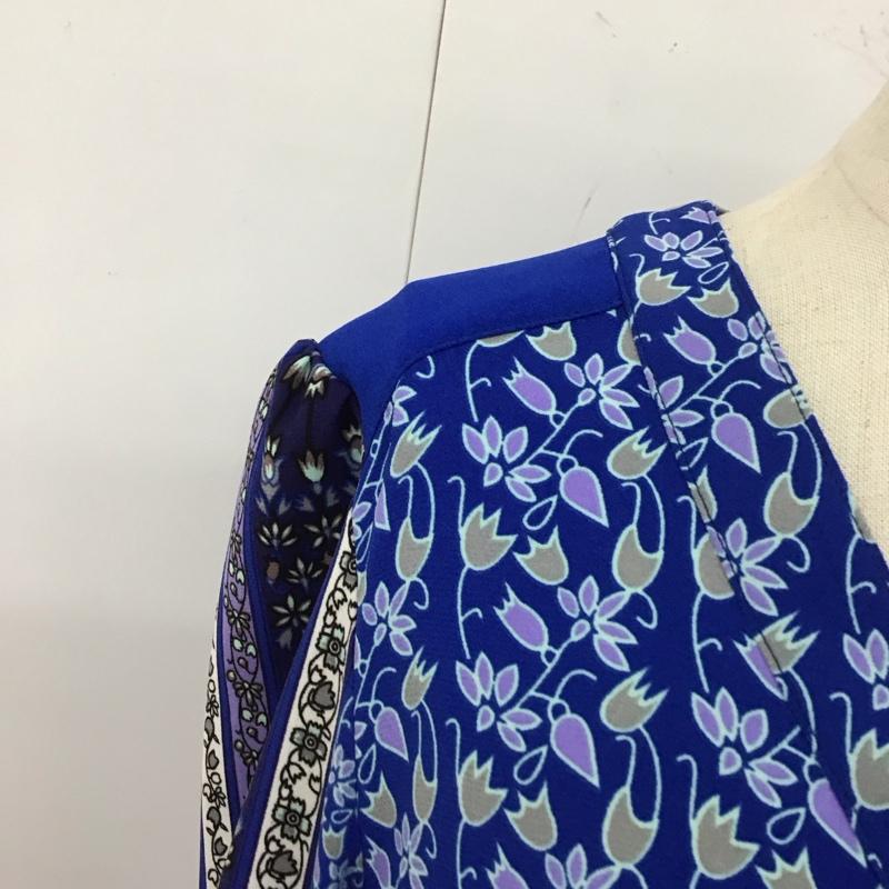 スライ SLY ワンピース ロングスカート 030ASY33-0060 長袖 Vネック エスニック 1 総柄 青 / ブルー /  レディース USED 古着 中古 10112338