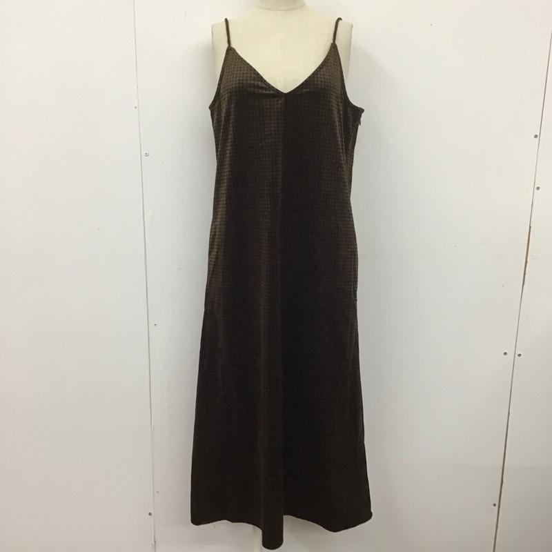 カスタネ Kastane ワンピース ロングスカート 19aw-in-51 ポンチキャミワンピース ノースリーブロングワンピース FREE チェック 茶 / ブラウン /  レディース USED 古着 中古 10107378