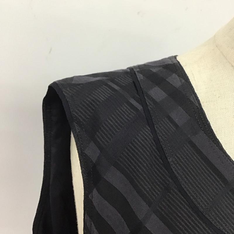 バーバリーロンドン Burberry London ワンピース ひざ丈スカート FMG18-037-28 ノースリーブ ベルト付き 44 チェック 黒 / ブラック /  レディース USED 古着 中古 10112958