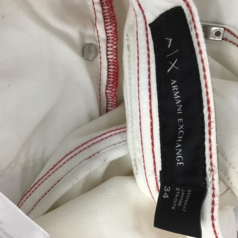 アルマーニエクスチェンジ ARMANI EXCHANGE パンツ デニム、ジーンズ スリムパンツ ストレッチパンツ カジュアルパンツ 34 ダメージ加工 白 / ホワイト /  メンズ USED 古着 中古 10148300