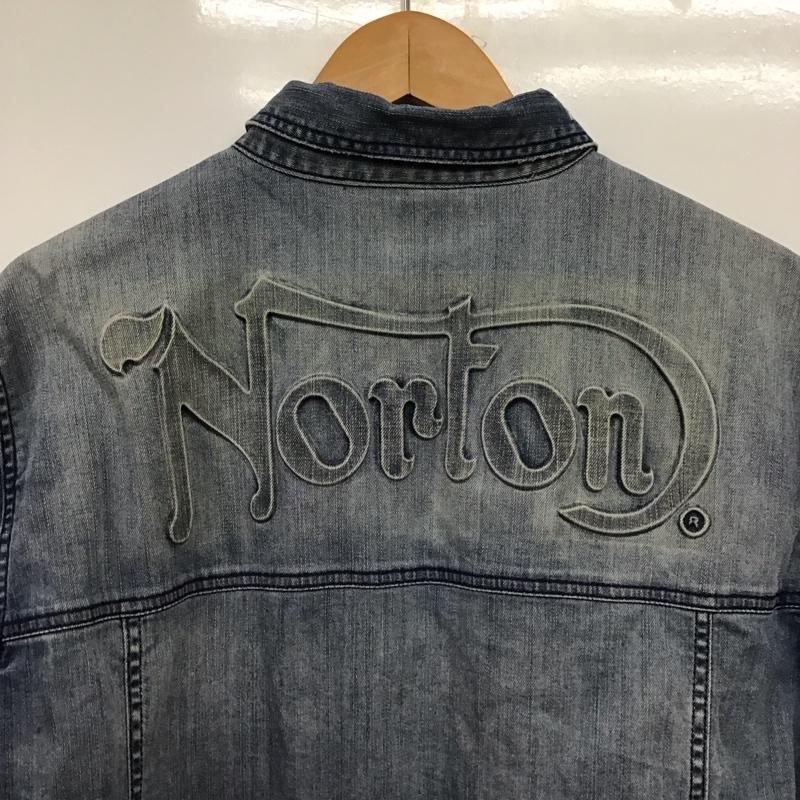 ノートン Norton シャツ、ブラウス 半袖 半袖シャツ デニムシャツ カジュアルシャツ XXL ロゴ、文字 インディゴ / インディゴ /  メンズ USED 古着 中古 10149519