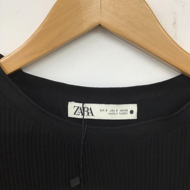 ザラ ZARA ワンピース ひざ丈スカート 4886 288 800 プリーツ 長袖 タグ付き S 無地 黒 / ブラック /  レディース USED 古着 中古 10139118