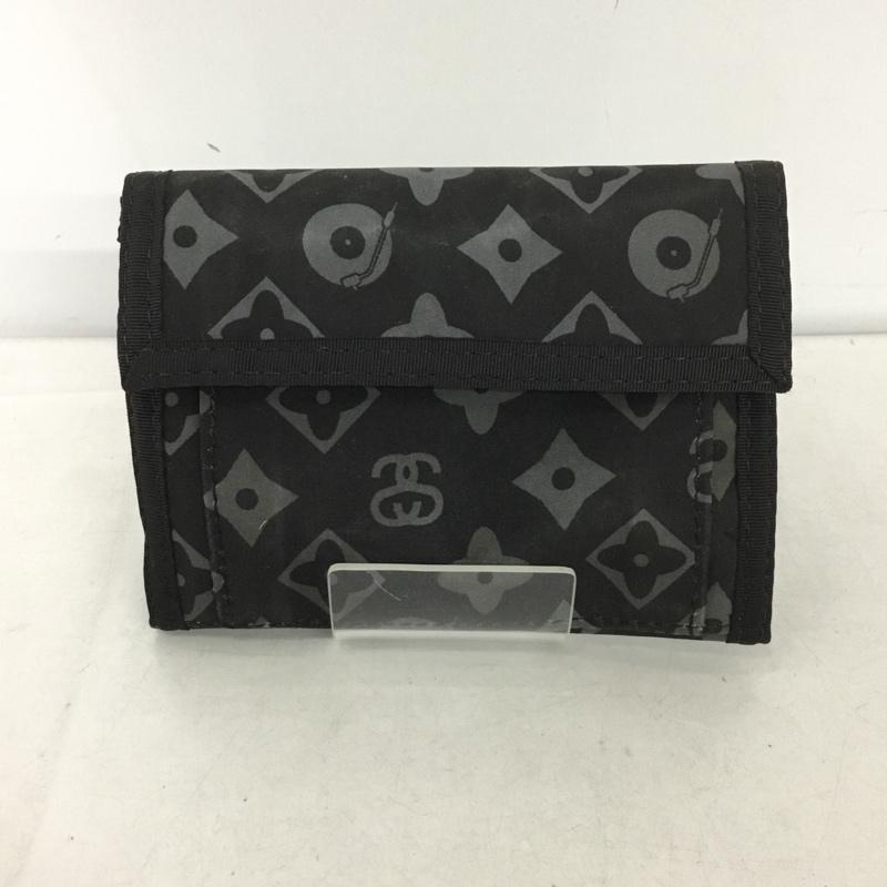 ステューシー STUSSY 財布 二つ折り モノグラム柄 総柄 黒 / ブラック /  メンズ USED 古着 中古 10146887