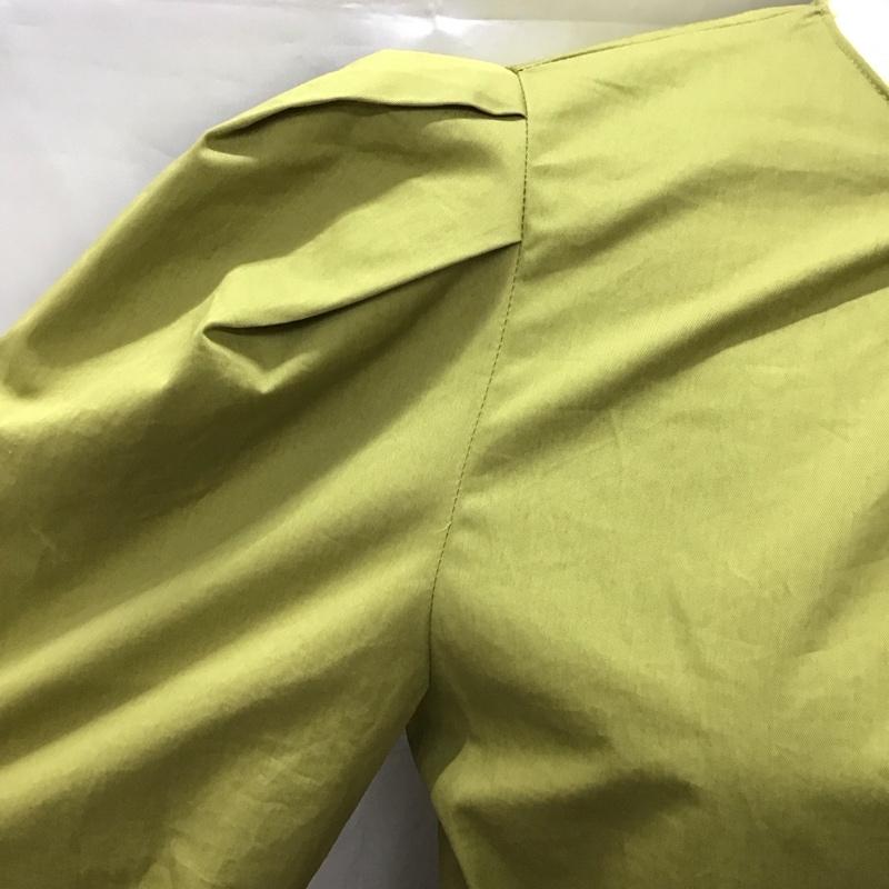 ザラ ZARA カットソー 七分袖 ペプラム パフスリーブ S 無地 カーキ / カーキ /  レディース USED 古着 中古 10115874