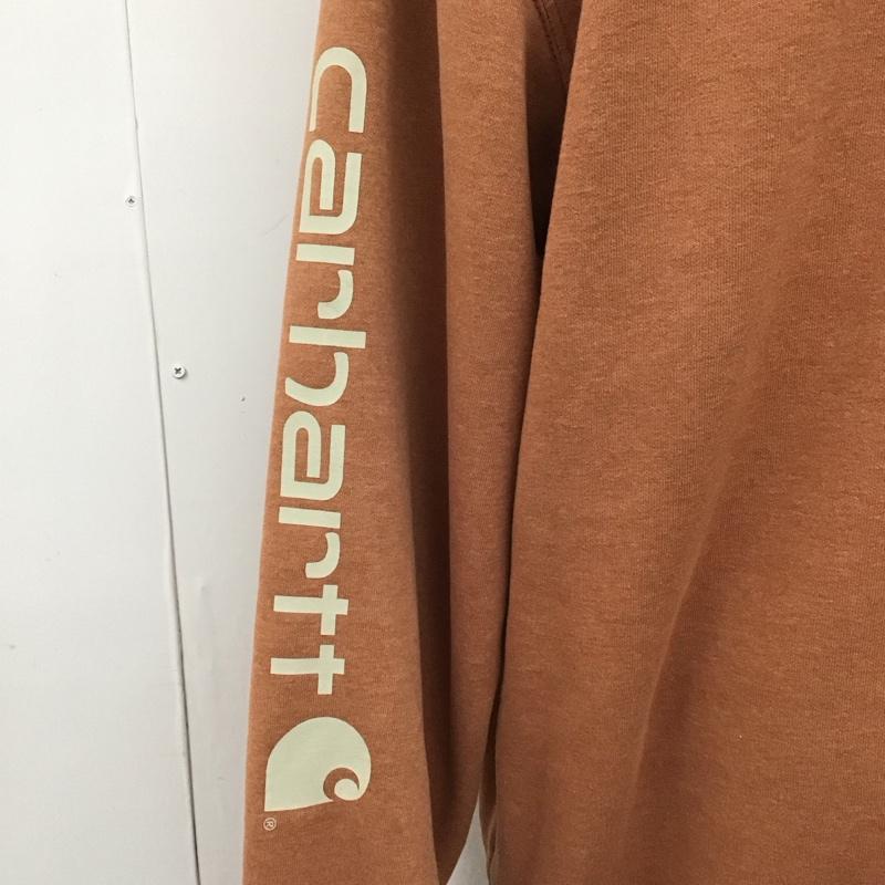 カーハート Carhartt パーカー 長袖 L ロゴ、文字 茶 / ブラウン /  メンズ USED 古着 中古 10124518