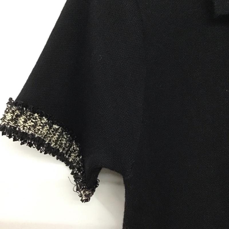 ザラ ZARA ワンピース ひざ丈スカート 6254 011 800 襟付きワンピース ニットワンピース 半袖 M 無地 黒 / ブラック /  レディース USED 古着 中古 10146931