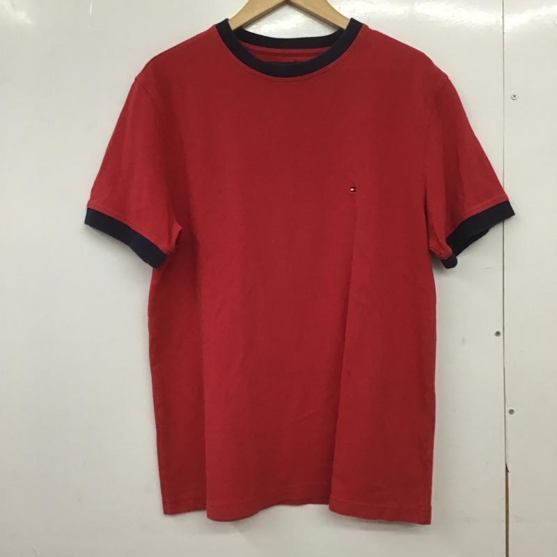トミーヒルフィガー TOMMY HILFIGER Tシャツ 半袖 半袖カットソー プリントTシャツ クルーネックカットソー L ロゴ、文字 赤 / レッド /  メンズ USED 古着 中古 10148748