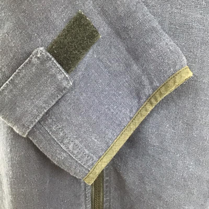 カブー KAVU ワンピース ひざ丈スカート 五分袖 麻 リネン フルジップ 前開き M ロゴ、文字 紺 / ネイビー /  レディース USED 古着 中古 10117385