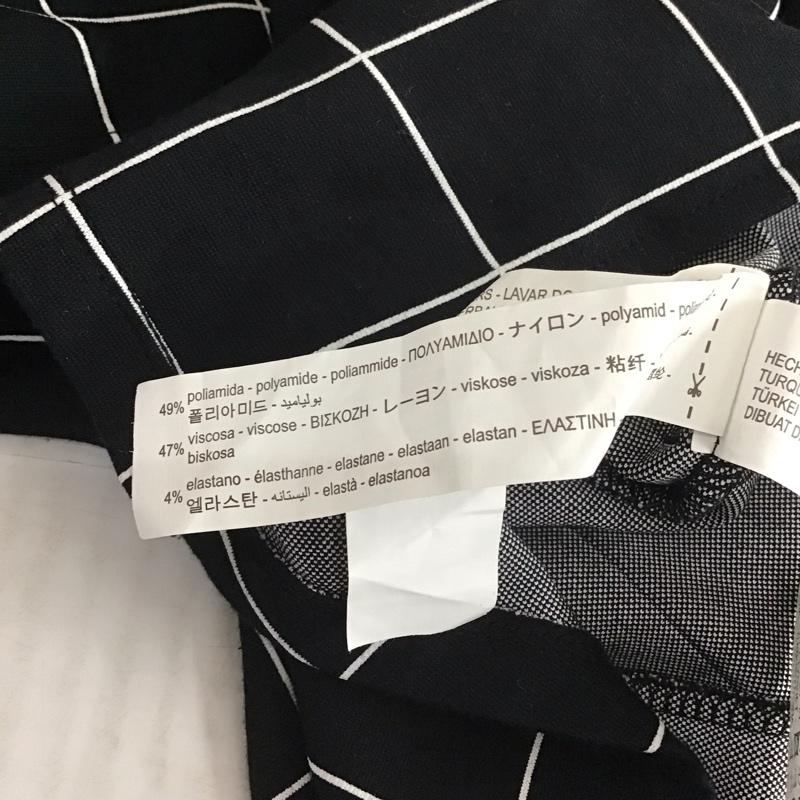 ザラ ZARA ワンピース ロングスカート 1198 635 800 半袖 スタンドネック M チェック 黒 / ブラック / X 白 / ホワイト /  レディース USED 古着 中古 10112371