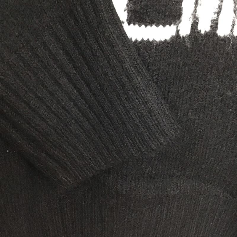 シンプリシテェ Simplicite ニット、セーター 長袖 長袖ニットカットソー クルーネック セーター FREE ロゴ、文字 黒 / ブラック /  レディース USED 古着 中古 10147644