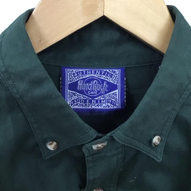 ハードロックカフェ HARD ROCK CAFE シャツ、ブラウス 長袖 ボタンダウンシャツ L 無地 緑 / グリーン /  メンズ USED 古着 中古 10128563