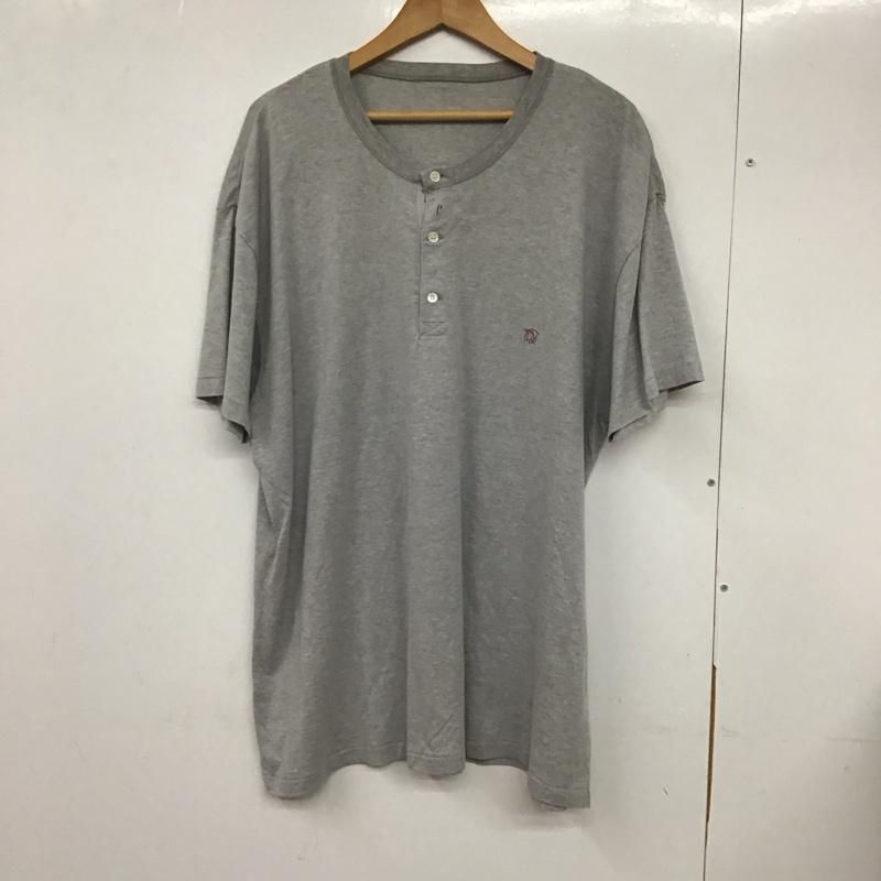 パパス PAPAS カットソー 半袖 半袖カットソー ヘンリーネックカットソー プリントTシャツ LL ロゴ、文字 灰 / グレー /  メンズ USED 古着 中古 10132384