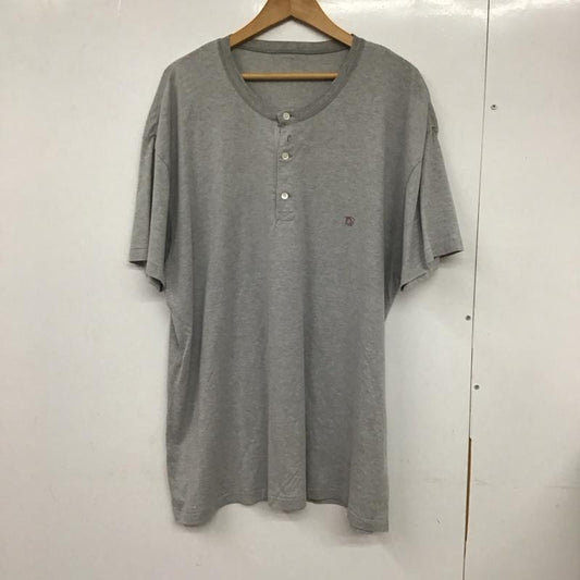 パパス PAPAS カットソー 半袖 半袖カットソー ヘンリーネックカットソー プリントTシャツ LL ロゴ、文字 灰 / グレー /  メンズ USED 古着 中古 10132384