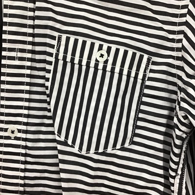 マーク・ゴンザレス Mark Gonzales シャツ、ブラウス 長袖 2G8-9209 バックロゴ ボタンダウン M ストライプ 白 / ホワイト / X 黒 / ブラック /  メンズ USED 古着 中古 10129126