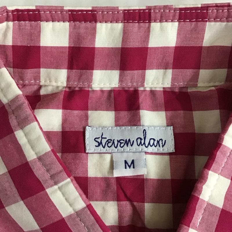 スティーブンアラン Steven Alan シャツ、ブラウス 長袖 M チェック 白 / ホワイト / X 桃 / ピンク /  メンズ USED 古着 中古 10118336