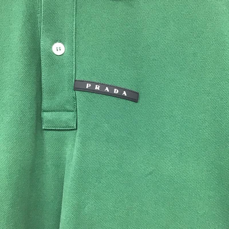プラダ PRADA ポロシャツ 半袖 sjn256 r192 322 ポロシャツ 半袖カットソー L ロゴ、文字 緑 / グリーン /  メンズ USED 古着 中古 10142100