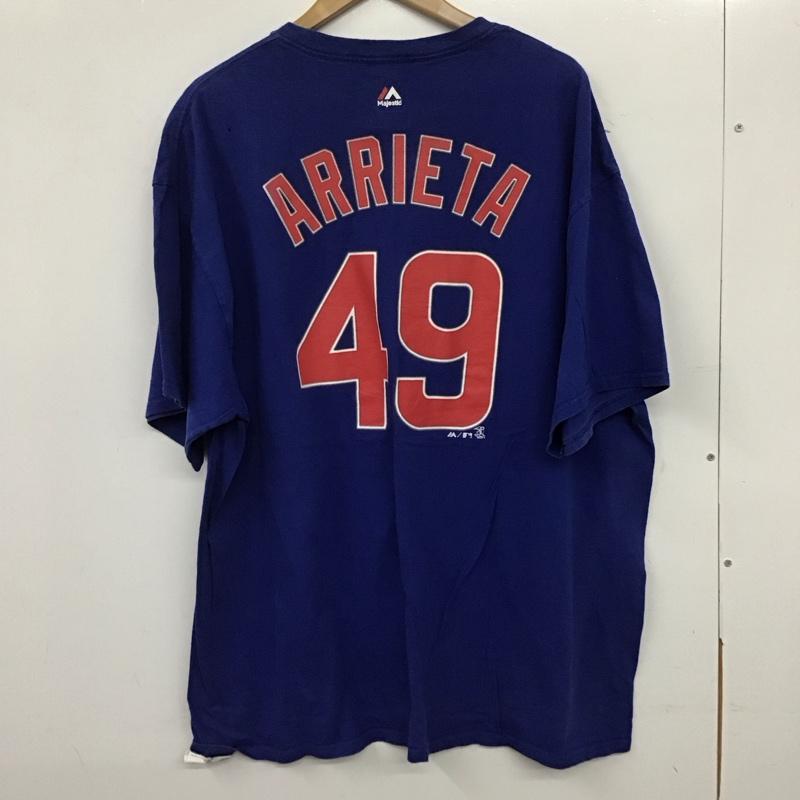 マジェスティック MAJESTIC Tシャツ 半袖 半袖カットソー プリントTシャツ クルーネックカットソー XXL プリント 青 / ブルー /  メンズ USED 古着 中古 10140521