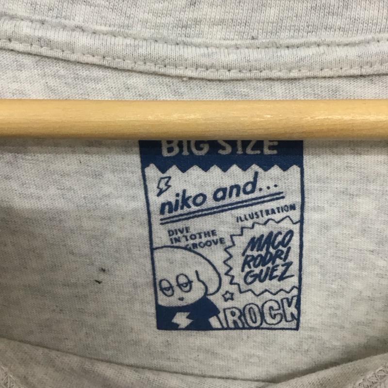 ニコアンド niko and... Tシャツ 半袖 半袖カットソー プリントTシャツ クルーネックカットソー L プリント 灰 / グレー /  メンズ USED 古着 中古 10135467