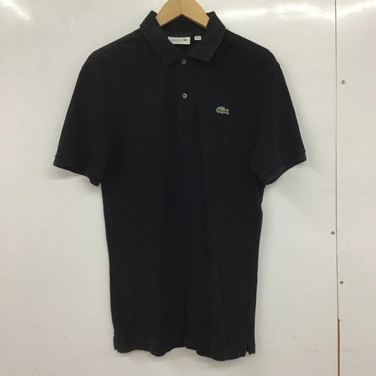 ラコステ LACOSTE ポロシャツ 半袖 半袖ポロシャツ カラーシャツ 半袖カットソー 4 ロゴ、文字 黒 / ブラック /  メンズ USED 古着 中古 10133144