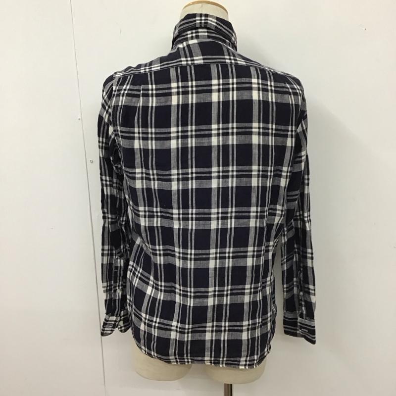 カトー KATO` シャツ、ブラウス 長袖 BS511614 141001 リネン S チェック 紺 / ネイビー / X 白 / ホワイト /  メンズ USED 古着 中古 10111828